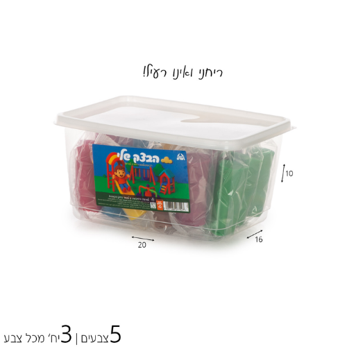 בצק איכותי 6 צבעים בקופסא מלבני