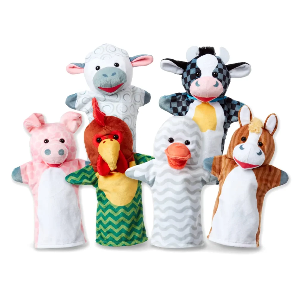 مجموعة دمى يدوية - 6 قطع من حيوانات المزرعة Melissa And Doug